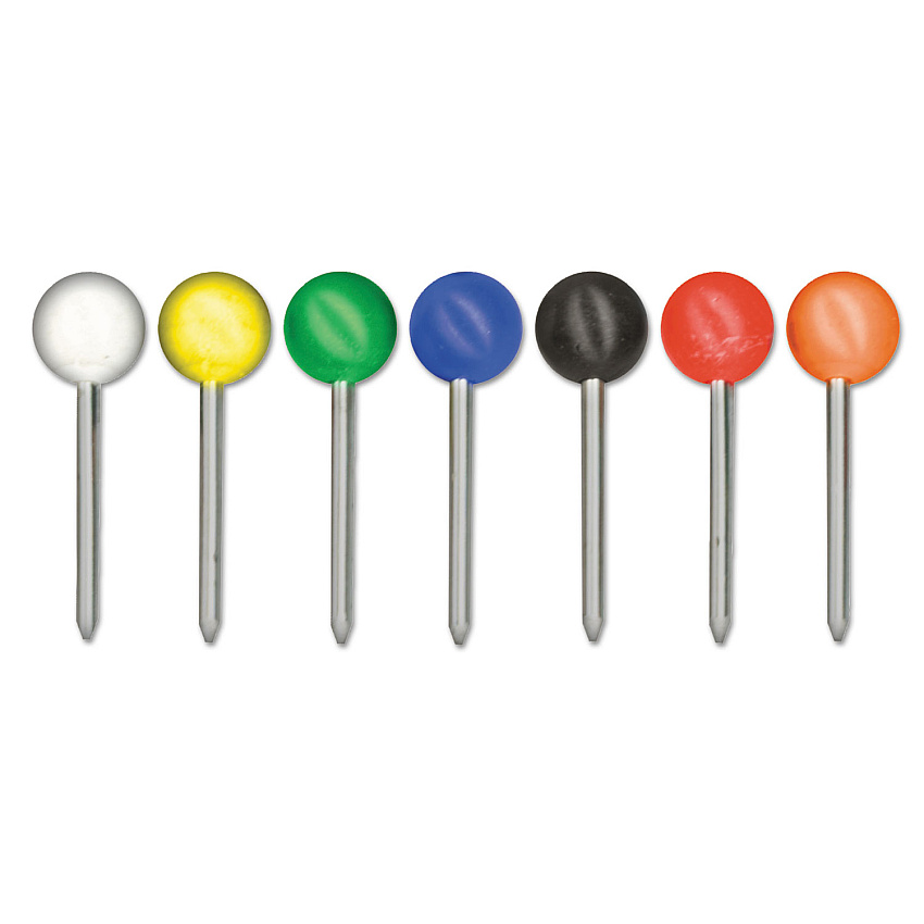Advantus Map Tacks, Plastic, Assorted, 0.38", 100/Box (MTA)