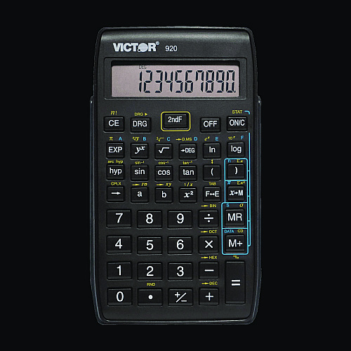 Victor 920 Compact Scientific Calculator with Hinged Case, 10-Digit LCD