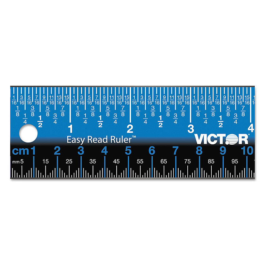 Victor Easy Read Stainless Steel Ruler, Standard/Metric, 12".5 Long, Blue (EZ12SBL)