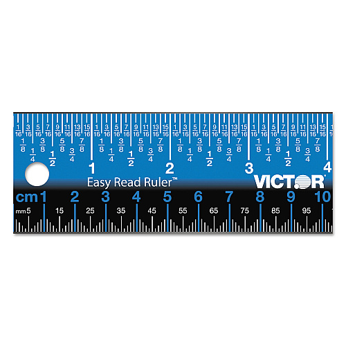 Victor Easy Read Stainless Steel Ruler, Standard/Metric, 18".25 Long, Blue (EZ18SBL)