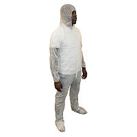 Polylite Coverall Zipper Front With Hood White Lrg, Case Of 25 (M1500-L)