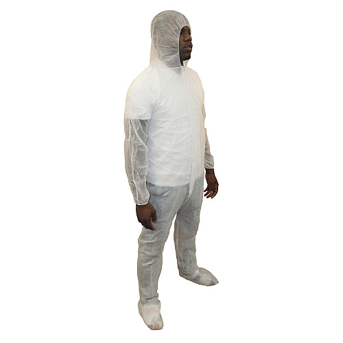 Polylite Coverall Zipper Front With Hood White Lrg, Case Of 25 (M1500-L)