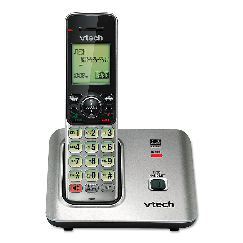 Vtech CS6619 Cordless Phone System, Black/Silver