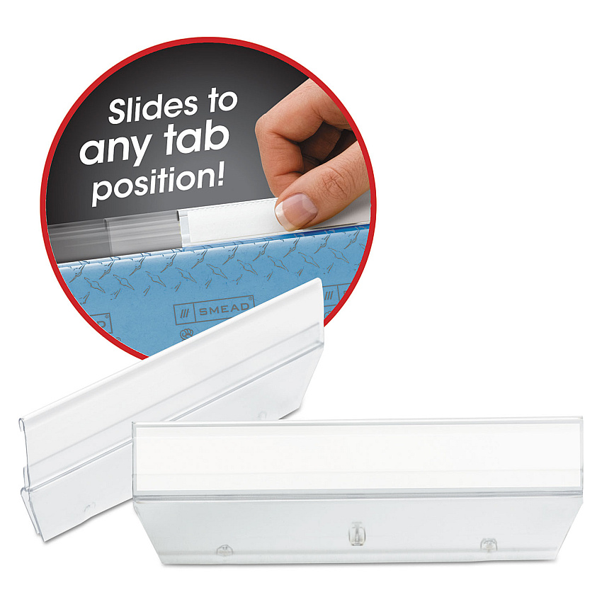 Smead Easy Slide Hanging Folder Tab, 1/3-Cut, White/Clear, 3.5" Wide, 18/Pack Clear Poly Tab(s) - 18 / Pack (64626)