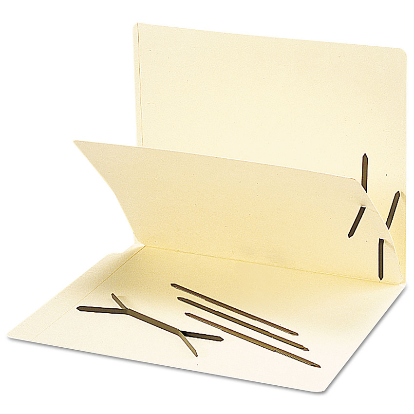 One-Piece 2-Prong Fasteners for Smead Pre-Slit Folder Dividers, 0.63" and 1" Capacity, 2.75" Center to Center, Brown, 100/Box (35051)