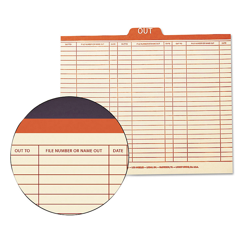 Smead Manila Out Guides, Printed Form Style, 1/5-Cut Top Tab, Out, 8.5 x 11, Manila, 100/Box (51910)