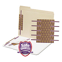 Smead SafeSHIELD Two-Prong Fastener Base and Compressor Sets, 2" Capacity, 2.75" Center to Center, Purple, 50/Box (68216)