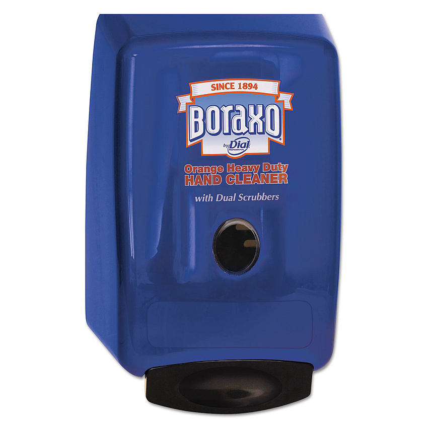 Boraxo 2L Dispenser for Heavy Duty Hand Cleaner, 10.49 x 4.98 x 6.75, Blue Manual - 2.11 quart Capacity - Heavy Duty, Sturdy, Long Lasting, Durable, Push Button, Site Window - Blue - 1 Each (10989)
