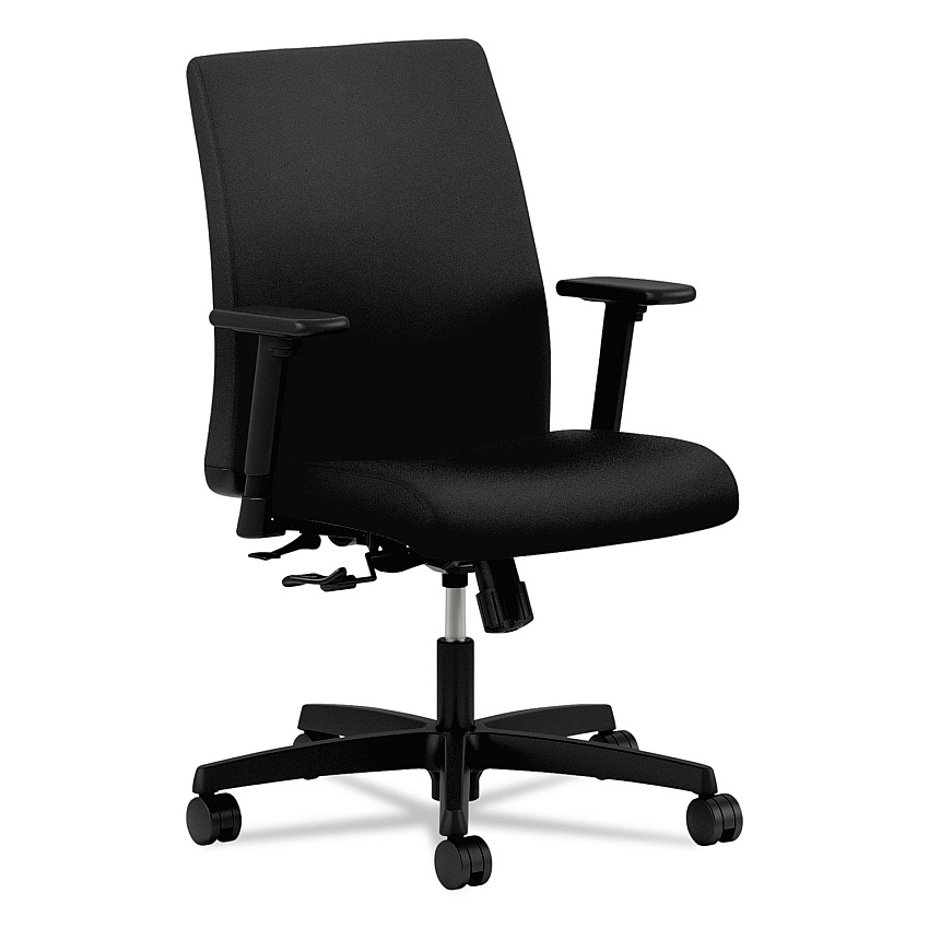 HON Ignition Series Fabric Low-Back Task Chair, Supports Up to 300 lb, 17" to 21.5" Seat Height, Black (IT105CU10)