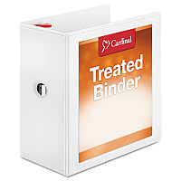 Cardinal Treated ClearVue Locking Slant-D Ring Binder, 3 Rings, 5" Capacity, 11 x 8.5, White 5" Binder Capacity - Letter - 8 1/2" x 11" Sheet Size - 1100 Sheet Capacity - 4 3/8" Spine Width - 3 Ring(s) - Fastener(s): D-Ring - Pocket(s): 2, Inside  (32150)
