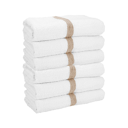Power Gym Bath Towel 22x44 Beige Stripe, Pack Of 6 (PNP-PWR-2244-6BGCS)