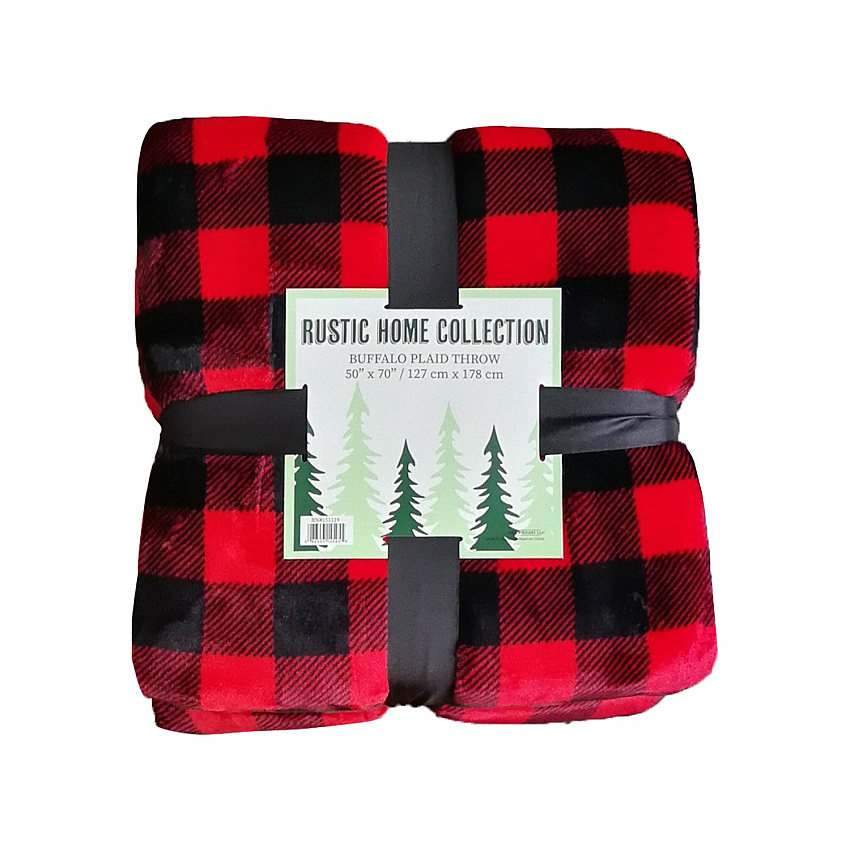 Buffalo Plaid Throw 50x70 - Red & Black - 1 Blanket (THROW-BUFPL-50X70)