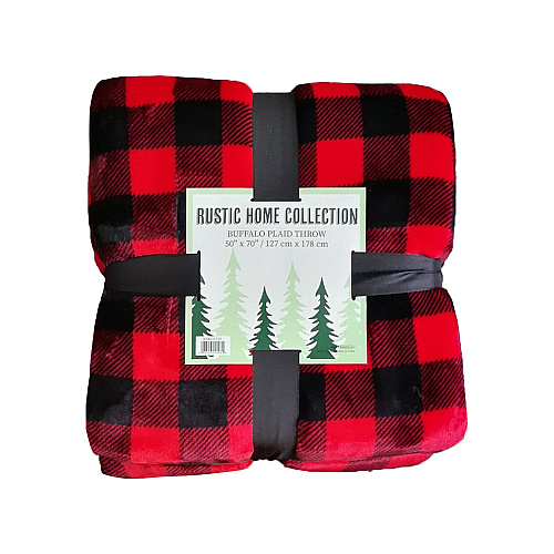 Buffalo Plaid Throw 50x70 - Red & Black - Case Of 12 (THROW-BUFPL-50X70-CS)