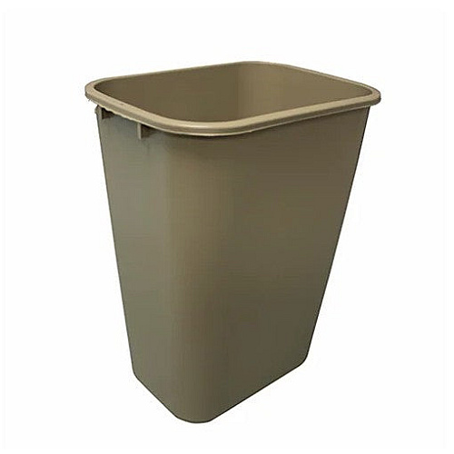 Rectangular Soft-sided Plastic Wastebasket, 41 Quart, No Pinchm Design, Seamless, Durable Molded Polyethylene, Beige, Case Of 12 (7703-15)
