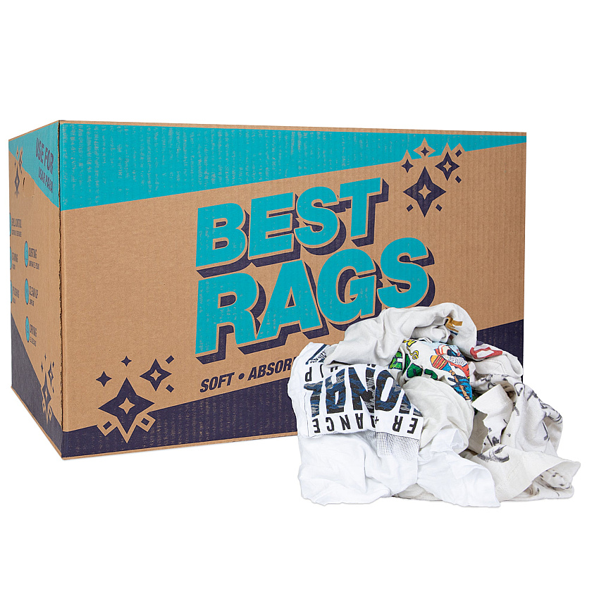 R2-w50 T-shirt Reclaimed Rags White - 25lb Box (R2-W50-25)