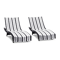 Cabo Cabana Chaise Cover 30x85 Black/grey - Pack Of 2 (CC-CABOCABANA-BK/GY)