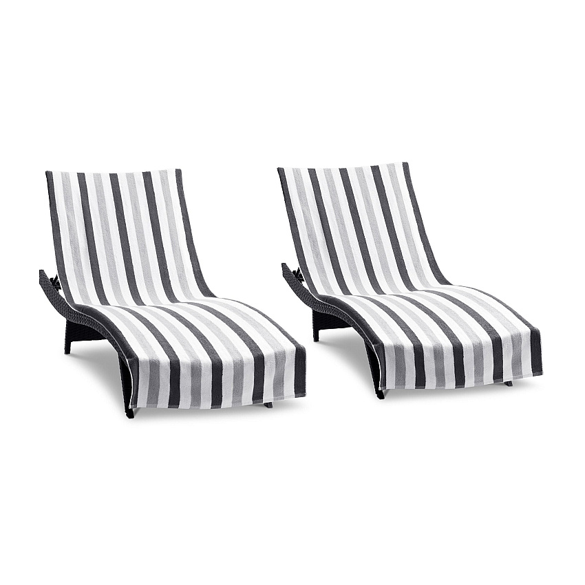 Cabo Cabana Chaise Cover 30x85 Black/grey - Pack Of 2 (CC-CABOCABANA-BK/GY)