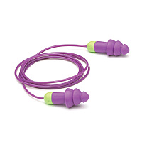 Moldex Rockets Corded Reusable Earplugs With Pocket Carrying Case, Nrr 27, Purple/yellow - Box Of 50 (6405)