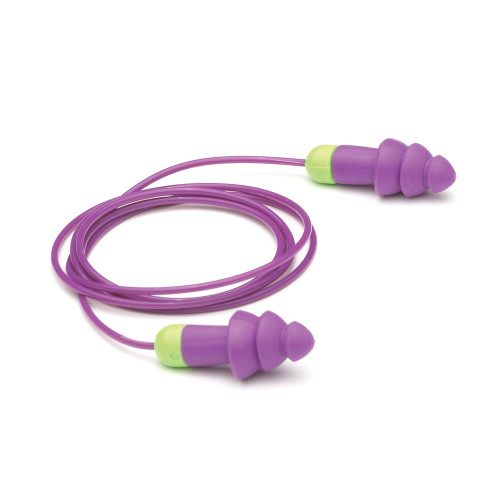 Moldex Rockets Corded Reusable Earplugs With Pocket Carrying Case, Nrr 27, Purple/yellow - Box Of 50 (6405)