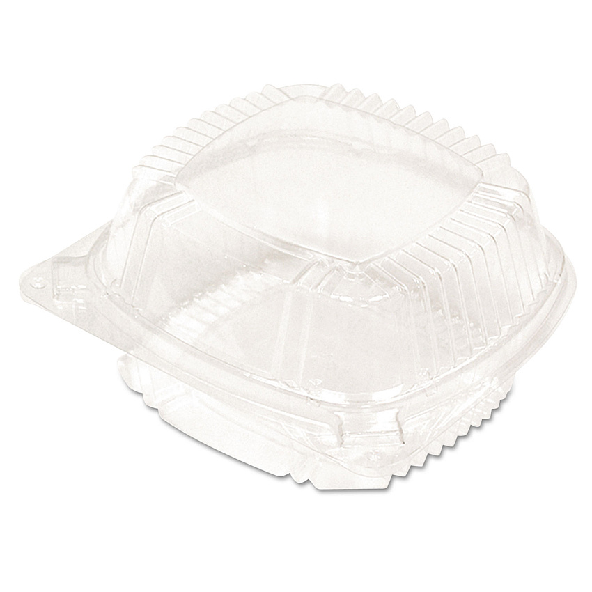 Pactiv ClearView SmartLock Hinged Lid Container, Hoagie Container, 11 oz, 5.25 x 5.25 x 2.5, Clear, Plastic, 375/Carton (YCI81050)