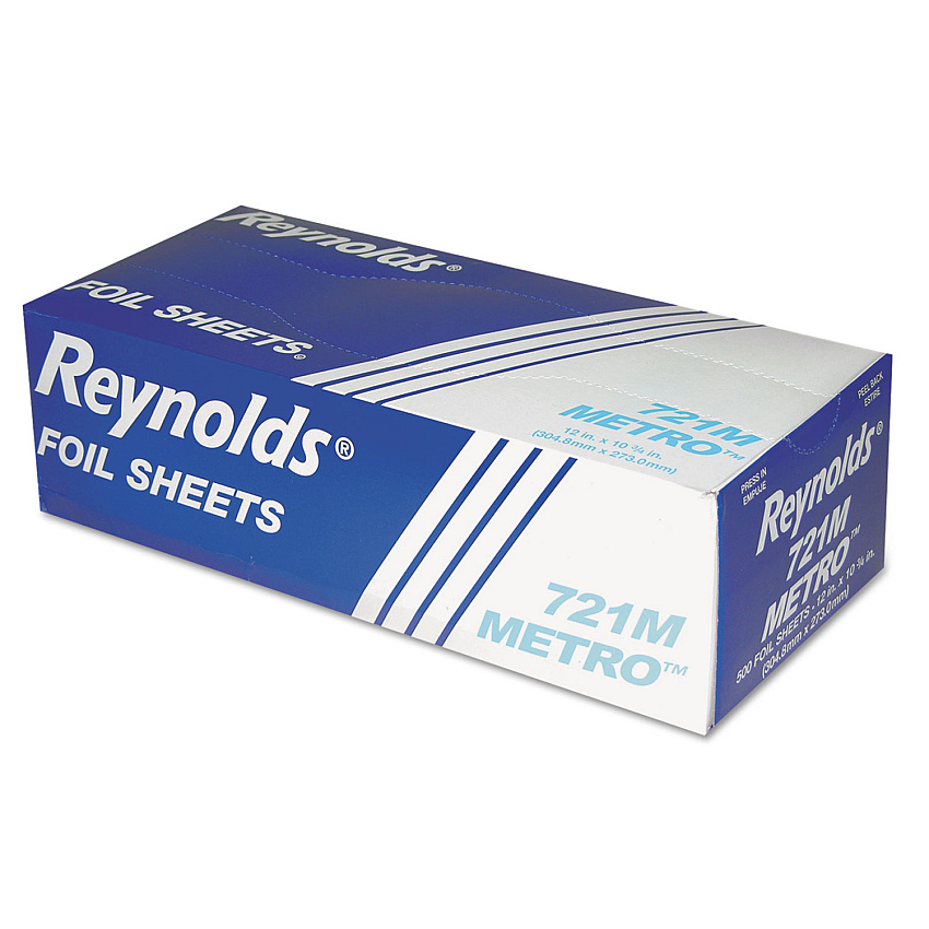 Reynolds Metro Pop-Up Aluminum Foil Sheets, 10.75 x 12, 500 Sheets/Box, 6 Boxes/Carton (721M)