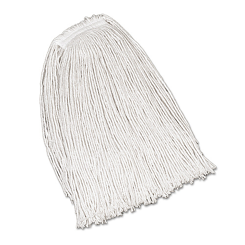 Rubbermaid Economy Cotton Mop Heads, Cut-End, Ctn, WH, 32 oz, 1-in. White Headband, 12/CT (V119)