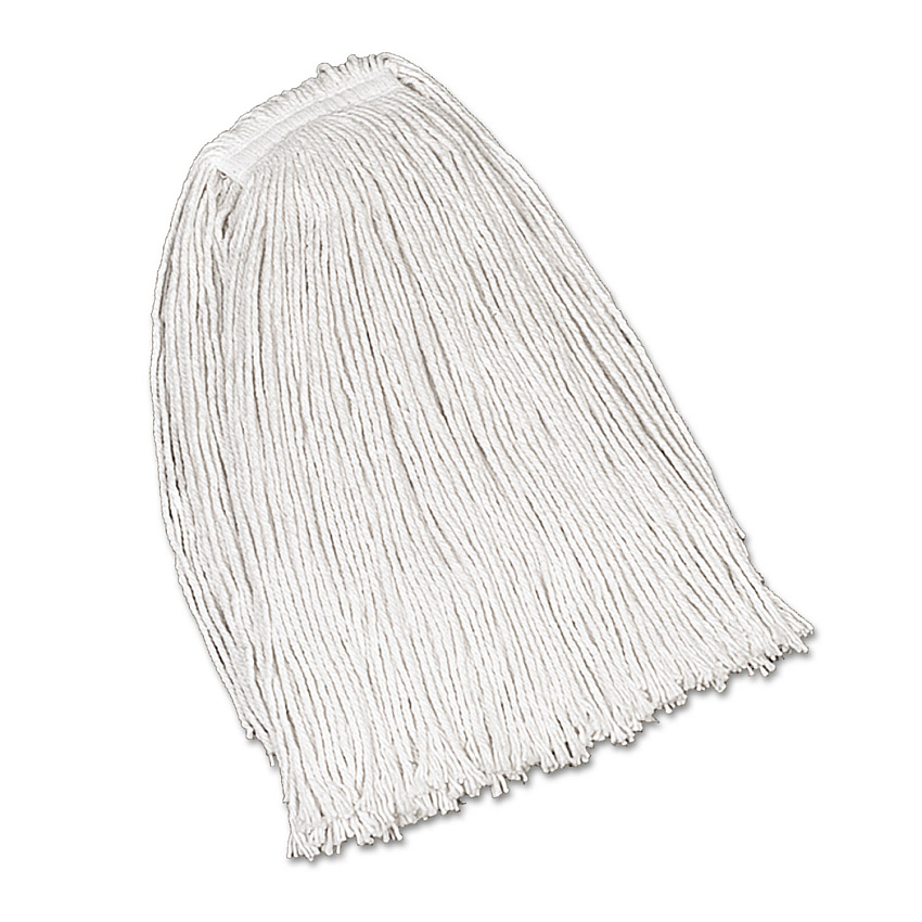 Rubbermaid Economy Cotton Mop Heads, Cut-End, Ctn, WH, 32 oz, 1-in. White Headband, 12/CT (V119)