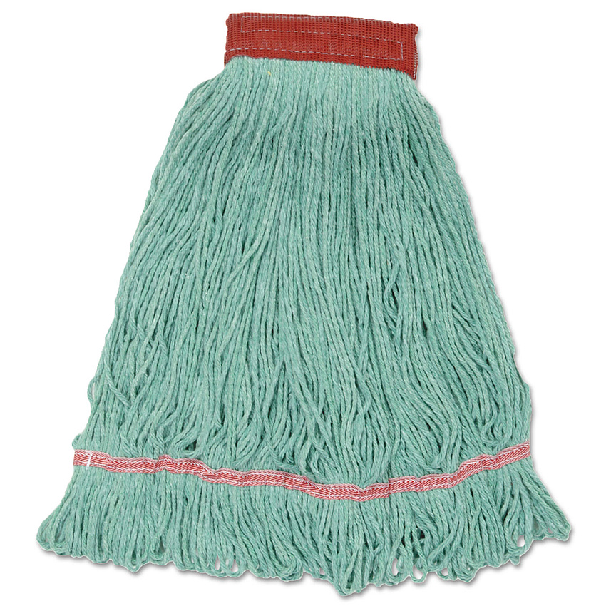 Boardwalk&reg; Wideband Looped-End Mop Heads, Large, Green, 12/Carton (BWKLM30314L)