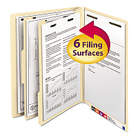 Smead Manila End Tab Classification Folders, 2" Expansion, 2 Dividers, 6 Fasteners, Letter Size, Manila Exterior, 10/Box (26835)
