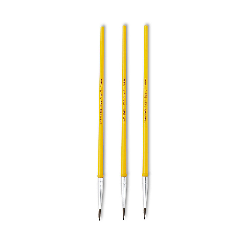 Crayola Watercolor Brush Set, Size 2, Camel-Hair Blend, Round Profile, 3/Pack (051127002)