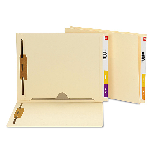 Smead Heavyweight End Tab Fastener Folders, Interior Back-Cover Pocket, 0.75" Expansion, 2 Fasteners, Letter Size, Manila, 50/Box (34101)