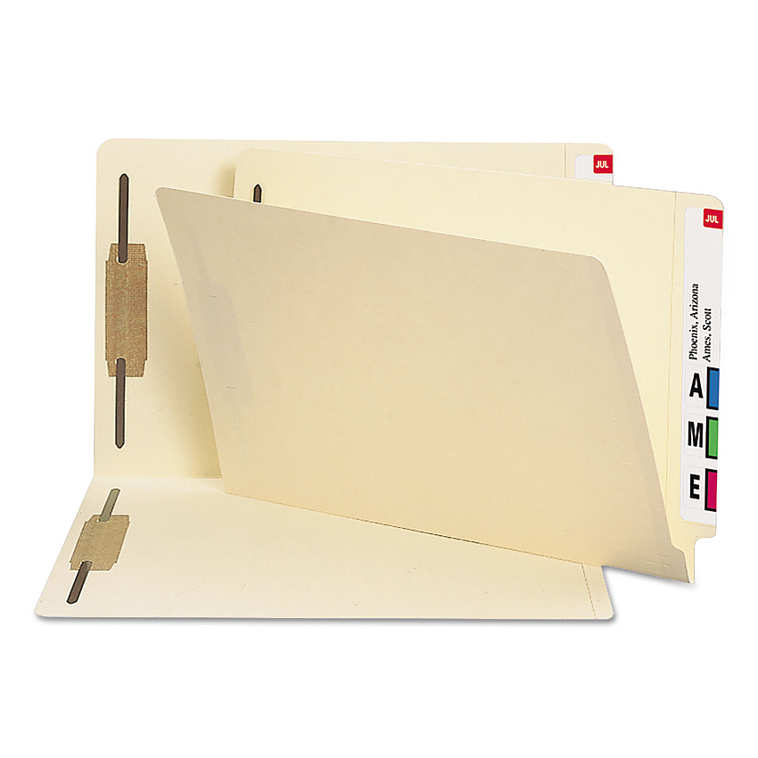Smead End Tab Fastener Folders with Reinforced Straight Tabs, 14-pt Manila, 2 Fasteners, Legal Size, Manila Exterior, 50/Box 8 1/2" x 14" - 2 x 2B Fastener(s) - 14 pt. - 2 Plys - Manila - Reinforced - 10% Recycled - 50 / Box (37215)