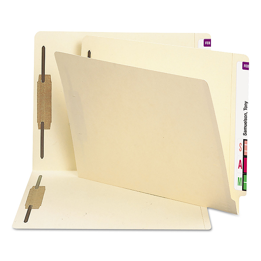 Smead End Tab Fastener Folders with Reinforced Straight Tabs, 11-pt Manila, 2 Fasteners, Letter Size, Manila Exterior, 250/Box (34125)
