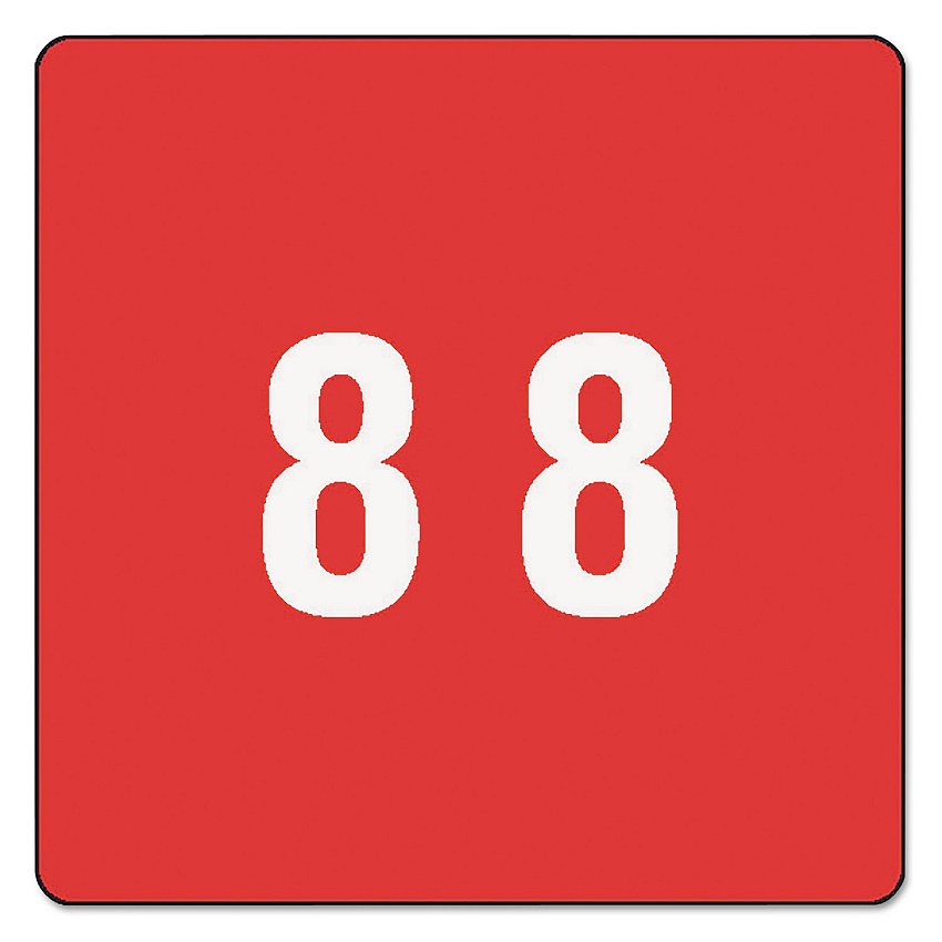 Smead Numerical End Tab File Folder Labels, 8, 1.5 x 1.5, Red, 250/Roll (67428)