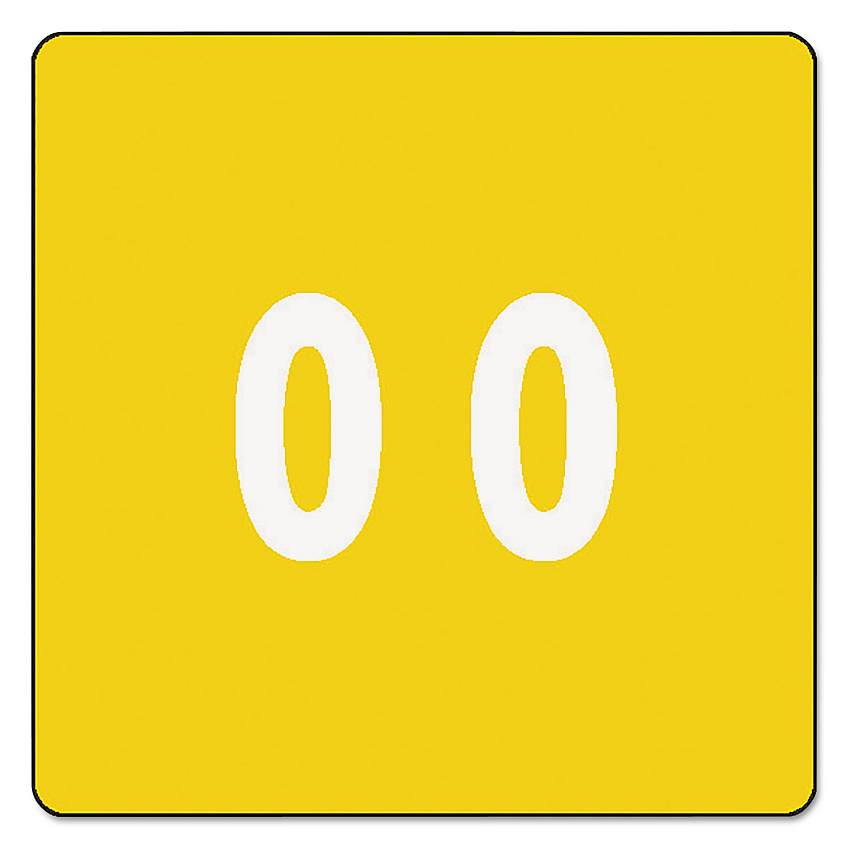 Smead Numerical End Tab File Folder Labels, 0, 1.5 x 1.5, Yellow, 250/Roll (67420)