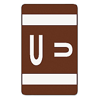 Smead AlphaZ Color-Coded Second Letter Alphabetical Labels, U, 1 x 1.63, Dark Brown, 10/Sheet, 10 Sheets/Pack (67191)