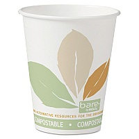 SOLO Bare Eco-Forward PLA Paper Hot Cups, 8 oz, Leaf Design, White/Green/Orange, 50/Bag, 20 Bags/Carton (378PLABB)