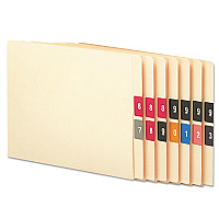 Smead Numerical End Tab File Folder Labels, 0-9, 1.5 x 1.5, Assorted, 250/Roll, 10 Rolls/Box 0-9 - x 1 1/2" Width x 1 1/2" Length - Assorted - Laminated - 250 / Roll - 10 / Box (67430)