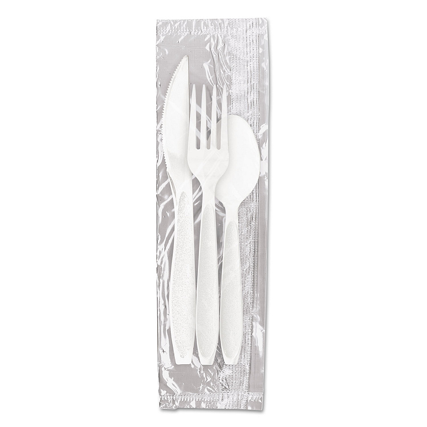 SOLO Reliance Mediumweight Cutlery Kit, Knife/Fork/Spoon, White, 500 Kits/Carton (RSW7Z)
