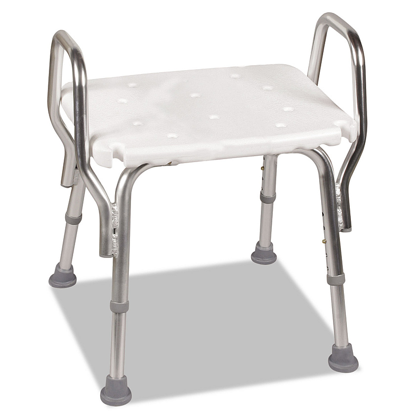DMI Shower Chair, Backless, Supports Up to 350 lb, 16" to 20" Seat Height, White/Aluminum (52217351900)