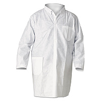 KleenGuard A20 Breathable Particle Protection Lab Coat, Snap Closure/Open Wrists/Pockets, Large, White, 25/Carton (10029)