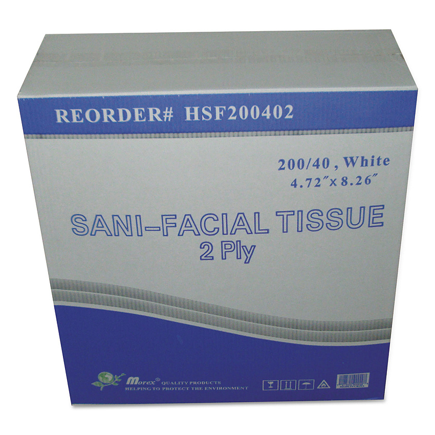 GEN&reg; Sani Facial Tissue, 2-Ply, White, 40 Tissue Box, 200 Boxes (GENHSF200402)