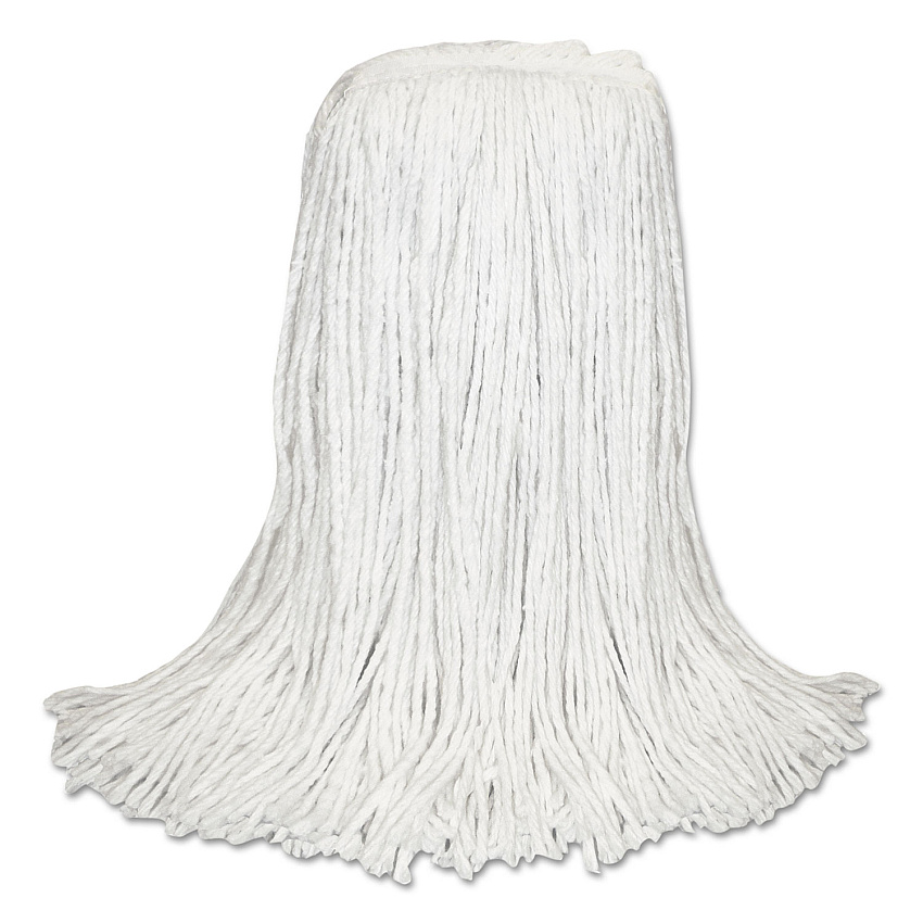 Banded Rayon Cut-end Mop Heads, White, 24 Oz, 1 1/4" Headband, 12/carton