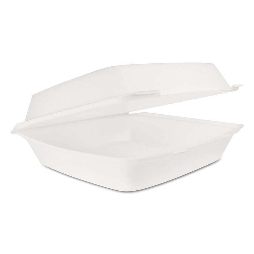Dart Hinged Lid Carryout Container, 9.5 x 10.33 x 3.5, White, Foam, 100/Bag, 2 Bags/Carton (110HT1)