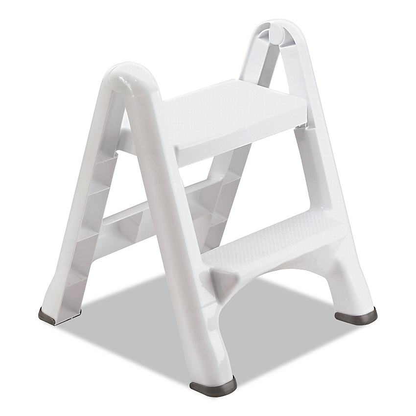 Rubbermaid EZ Step 2-Step Folding Stool, 19.5 x 20.6 x 22.7, White, 3/Carton (4209CT)