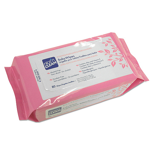 Sani Nice 'n Clean Baby Wipes, 1-Ply, 6.6 x 7.9, Scented, White, 80/Pack 12 Packs/Carton (A437FW)