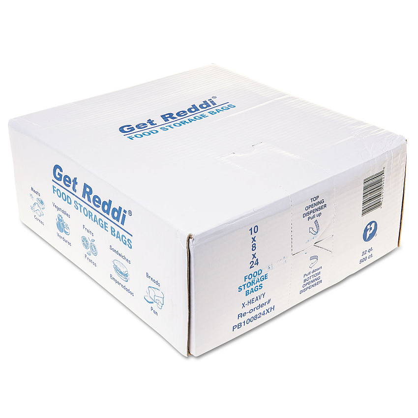 Inteplast Group Food Bags, 5.5 gal, 10" x 8" x 24", Clear, 500/Carton (PB100824XH)