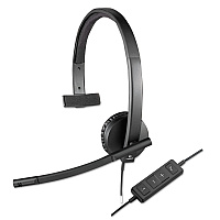 Logitech H570e Monaural Over The Head Wired Headset, Black (981000570)