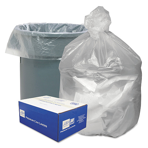 Good 'n Tuff Waste Can Liners, 45 gal, 10 mic, 40" x 46", Natural, 25 Bags/Roll, 10 Rolls/Carton (GNT4048)