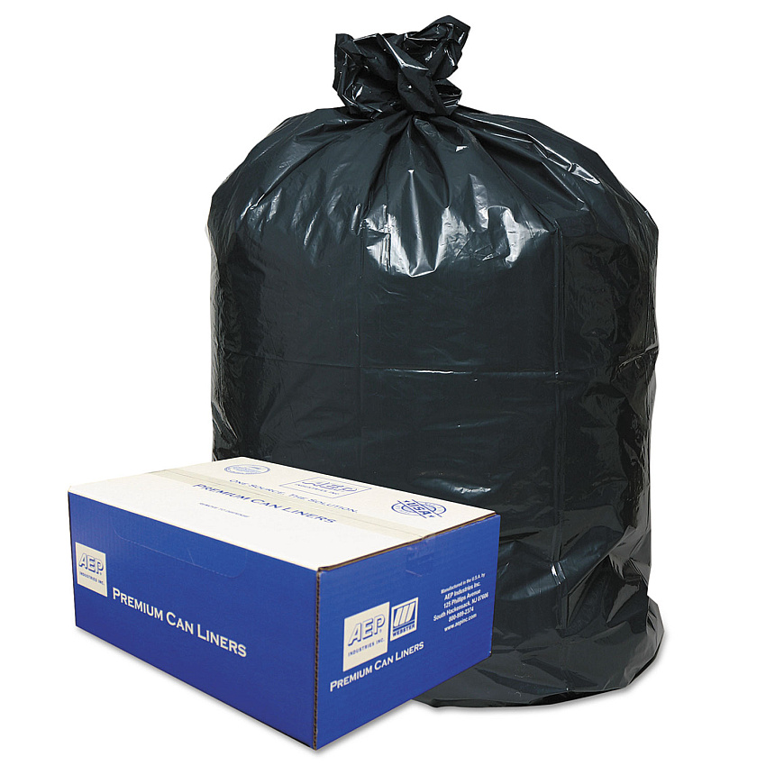Classic Linear Low-Density Can Liners, 45 gal, 0.63 mil, 40" x 46", Black, 25 Bags/Roll, 10 Rolls/Carton (404616B)